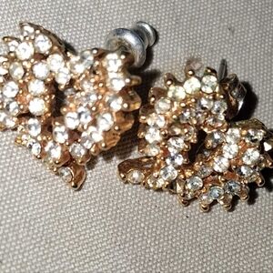 Elegant Gold and Silver Crystal Heart Earrings
